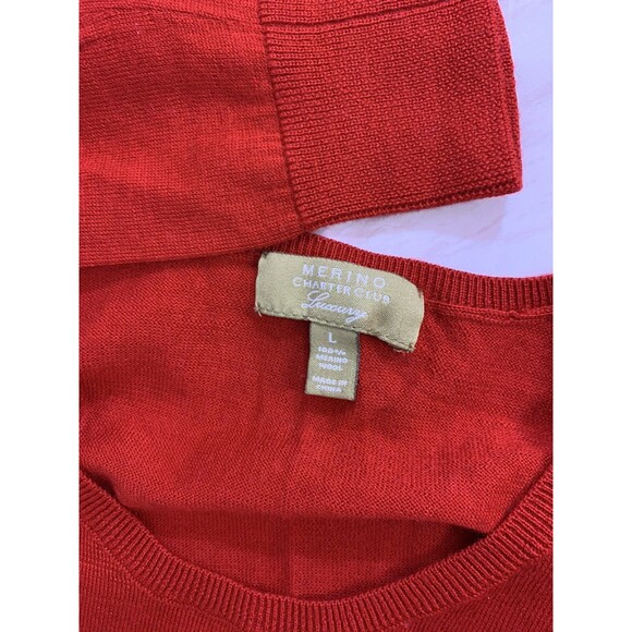 Merino Charter Club Luxury Macys Red Sweater Wool Large Medium M 8 10 Pullover - Picture 7 of 14